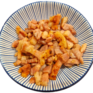assiette de lardons fumés